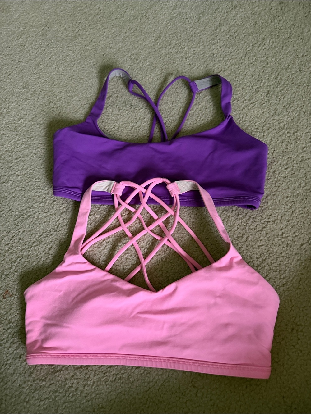 lululemon athletica Purple & Pink Strappy Back Sports Bras Duo